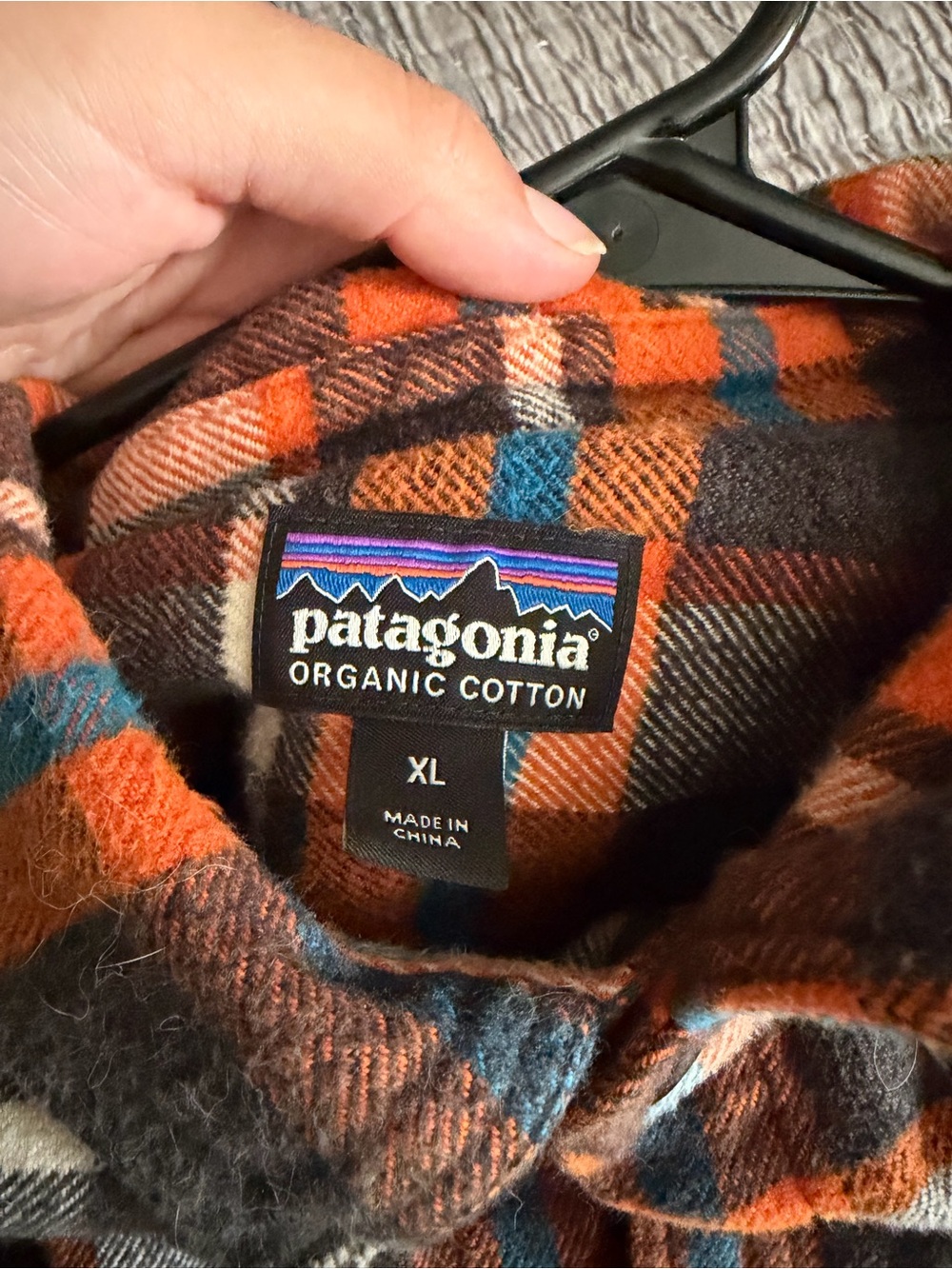 Patagonia Plaid Flannel Shirt Jacket - Orange, Teal & Brown - Picture 1 of 3